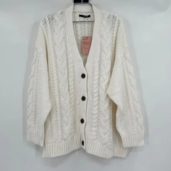 Quince Sweaters - Quince Ivory Cable-Knit Cardigan Sweater sz S Women's Organic Cotton NWT